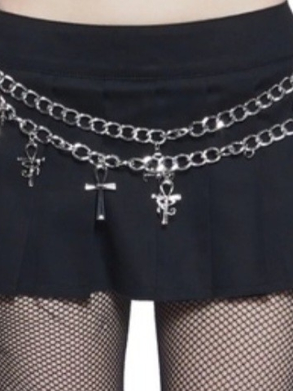 Women's Dolls Kill Widow Pleated Mini Skirt w/ Metal Accents - Picture 2 of 5